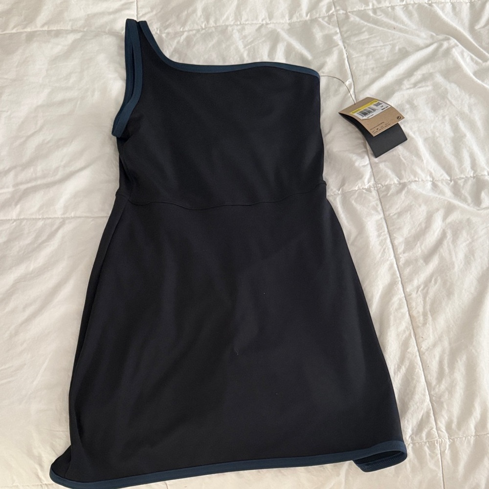 Nike Women’s Black One-Shoulder Dress with Navy Trim